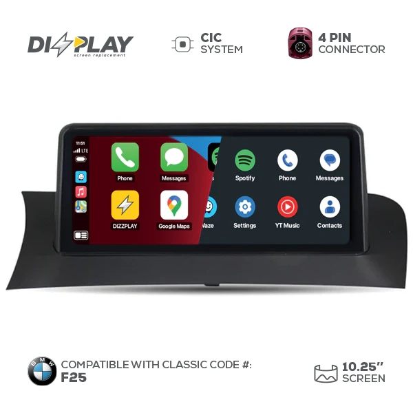 Pantalla CP & AA BMW DZZ-CIC-X3-F25-10-UHD