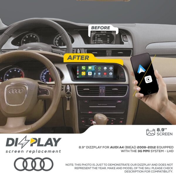 Pantalla CP&AA Audi DZZ-MMI3G-A4-B8A-8-LHD