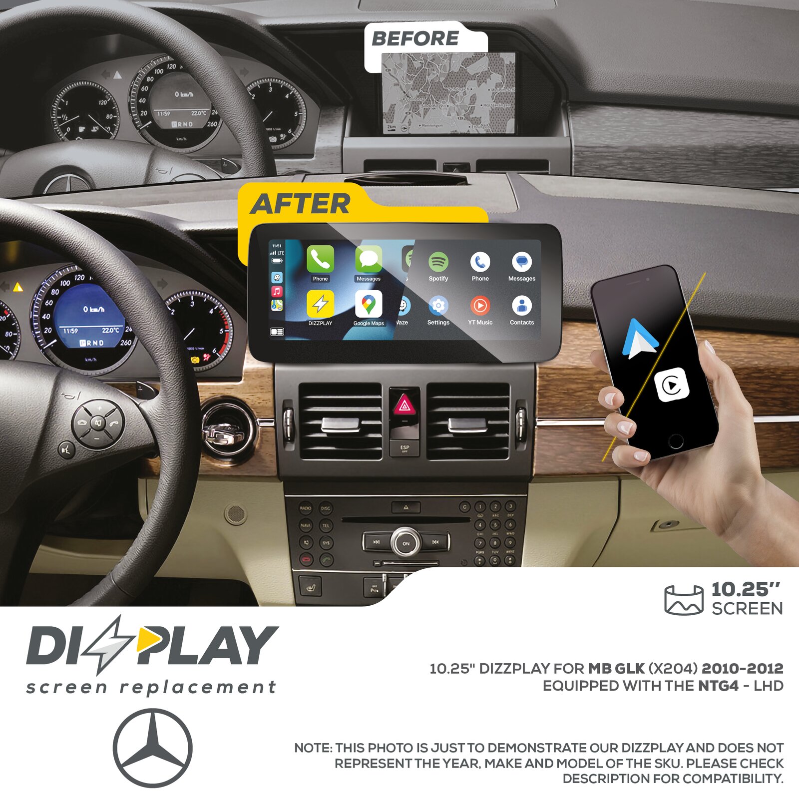 Pantalla CP&AA Mercedes DZZ-NTG4-GLK-X204-10-LHD