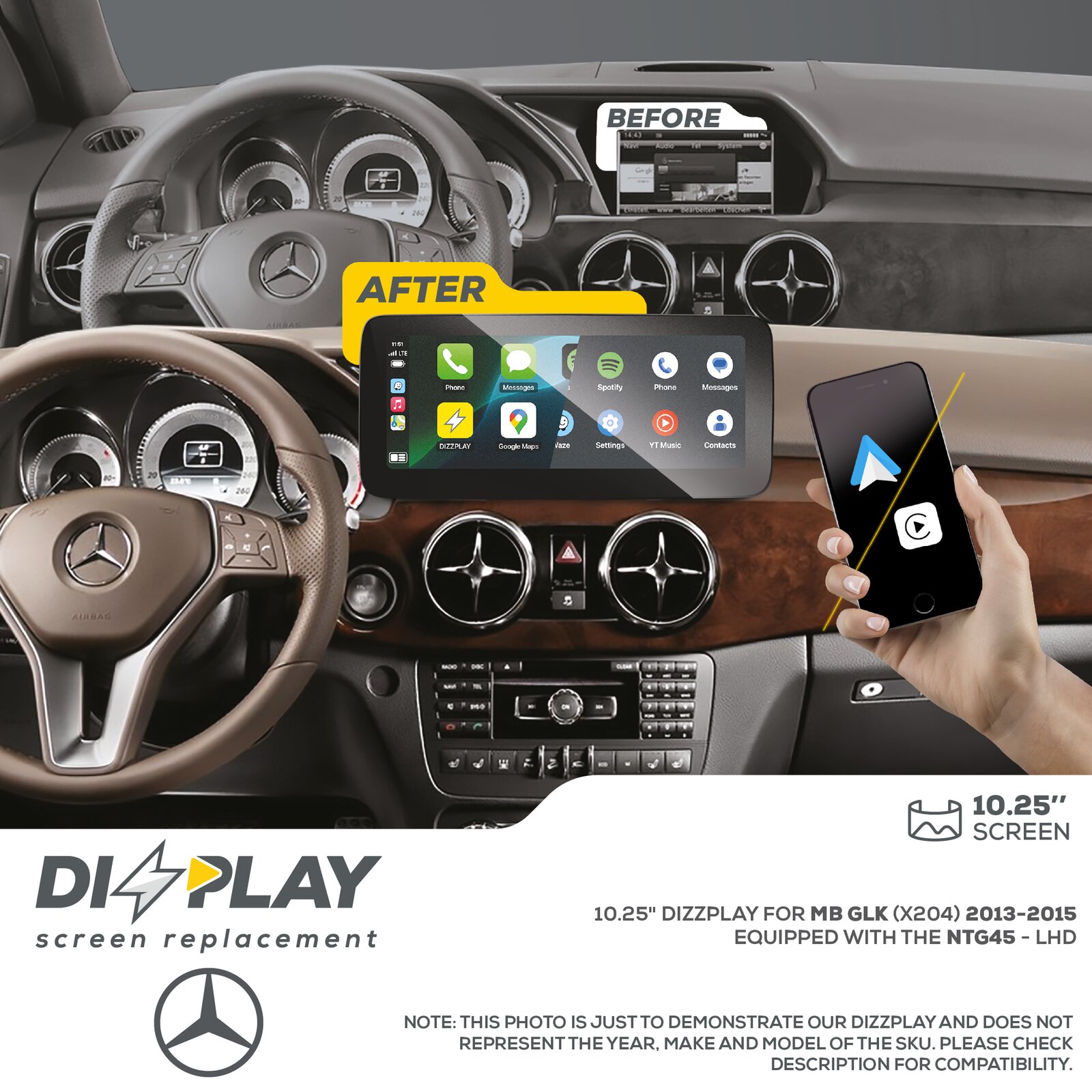 Pantalla CP&AA Mercedes DZZ-NTG45-GLK-X204-10-LHD